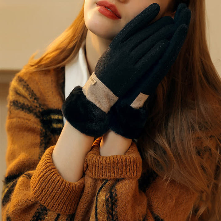 Guantes de felpa suaves y acogedores para pantalla táctil para mujer.