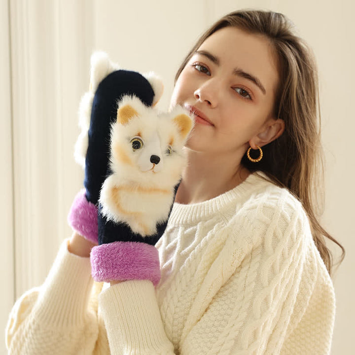 Guantes de mujer con pelo de animalito bonito.