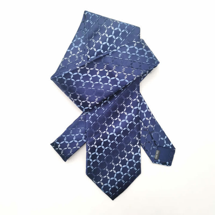 Corbata de seda pura con rayas hexagonales graduadas para hombre