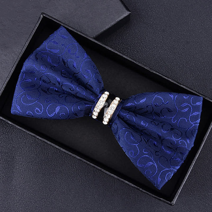 Pajarita con rayas y estampado floral de cachemira para hombre