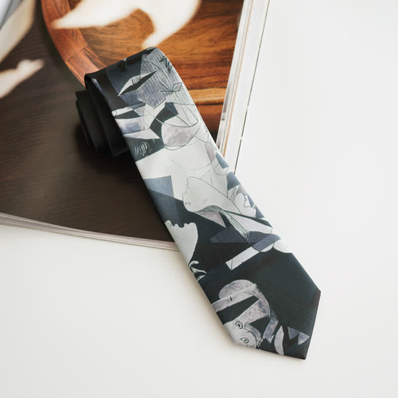Corbata para hombre con pintura artística negra del Guernica