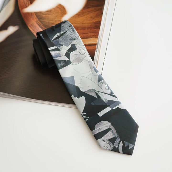 Corbata para hombre con pintura artística negra del Guernica