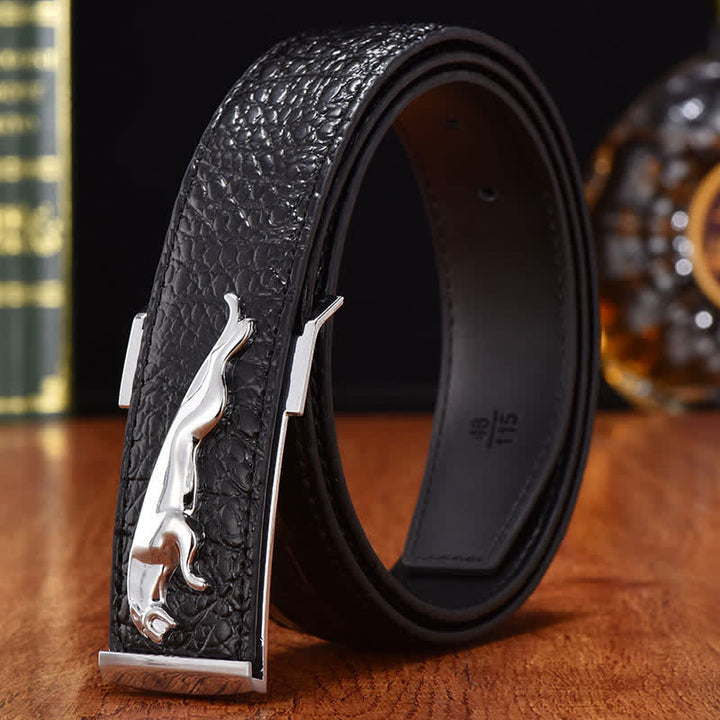 Cinturón de cuero con hebilla de leopardo para hombre, de lujo, para negocios