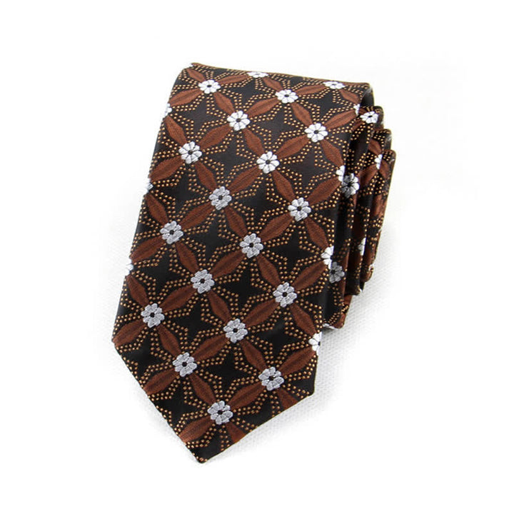 Corbata con diseño geométrico y flores bordadas para hombre.