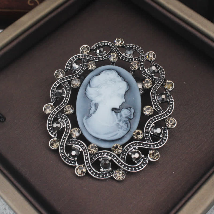 Broche de camafeo de reina del siglo XIX para mujer