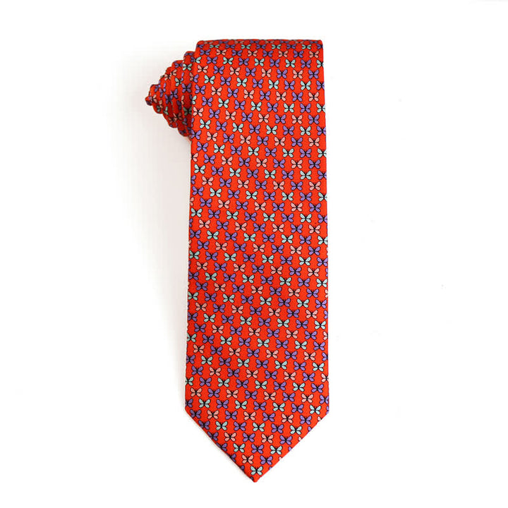 Corbata de seda pura con motivos de animales bailando para hombre