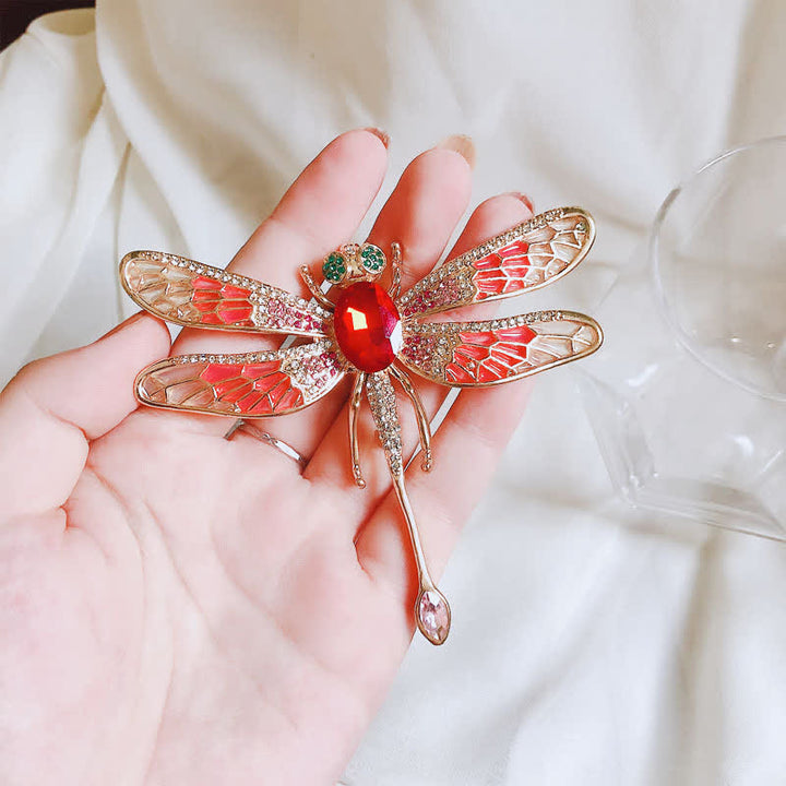 Broche de diamantes de imitación con forma de libélula de lujo para mujer