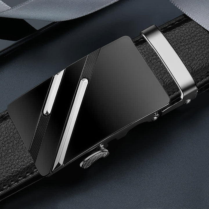 Cinturón de cuero con hebilla automática y relieve de lujo para hombre