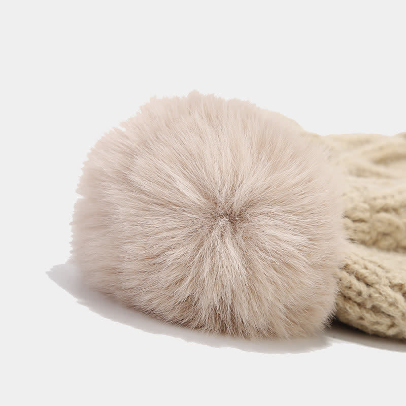 Conjunto de 3 piezas de gorro, bufanda y manoplas sin dedos de punto con cable para mujer