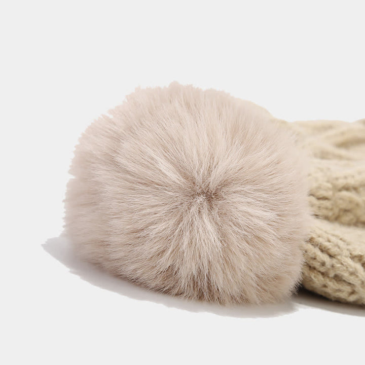 Conjunto de 3 piezas de gorro, bufanda y manoplas sin dedos de punto con cable para mujer