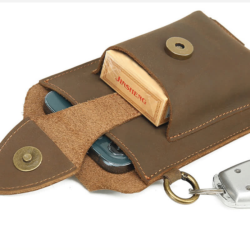 Funda para teléfono con botón magnético y correa de cuero Crazy Horse