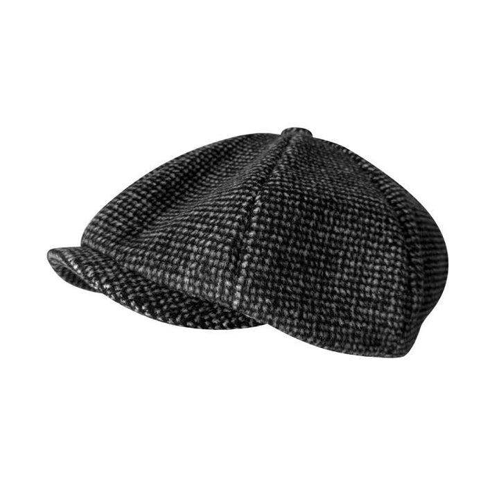 Boina Gatsby con cuadros diminutos y gorra octogonal