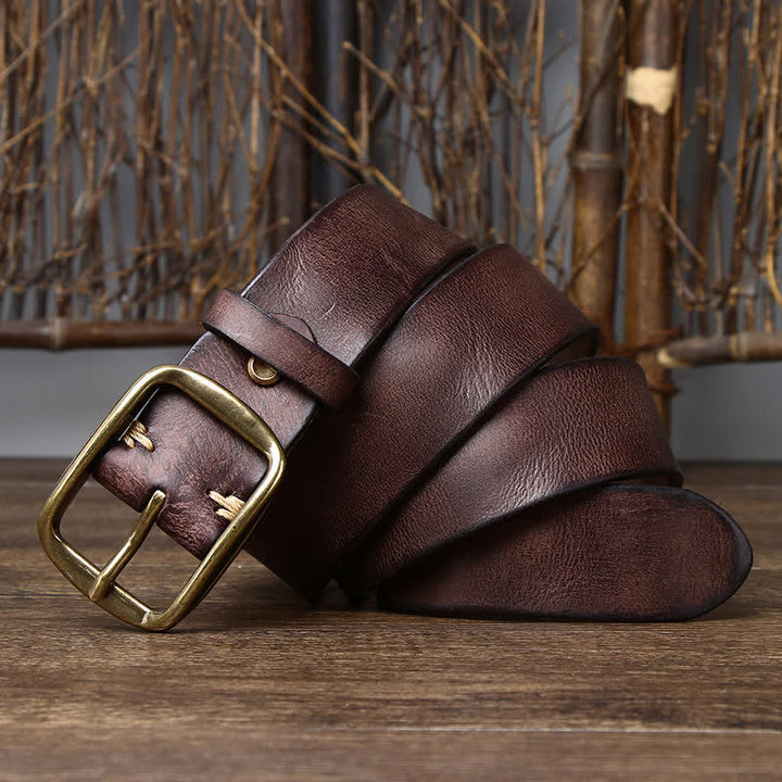 Cinturón elegante de cuero agrietado y desgastado para hombre