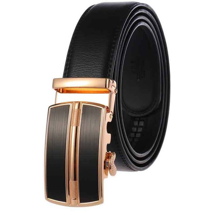 Cinturón de cuero con hebilla automática hueca simple para hombre