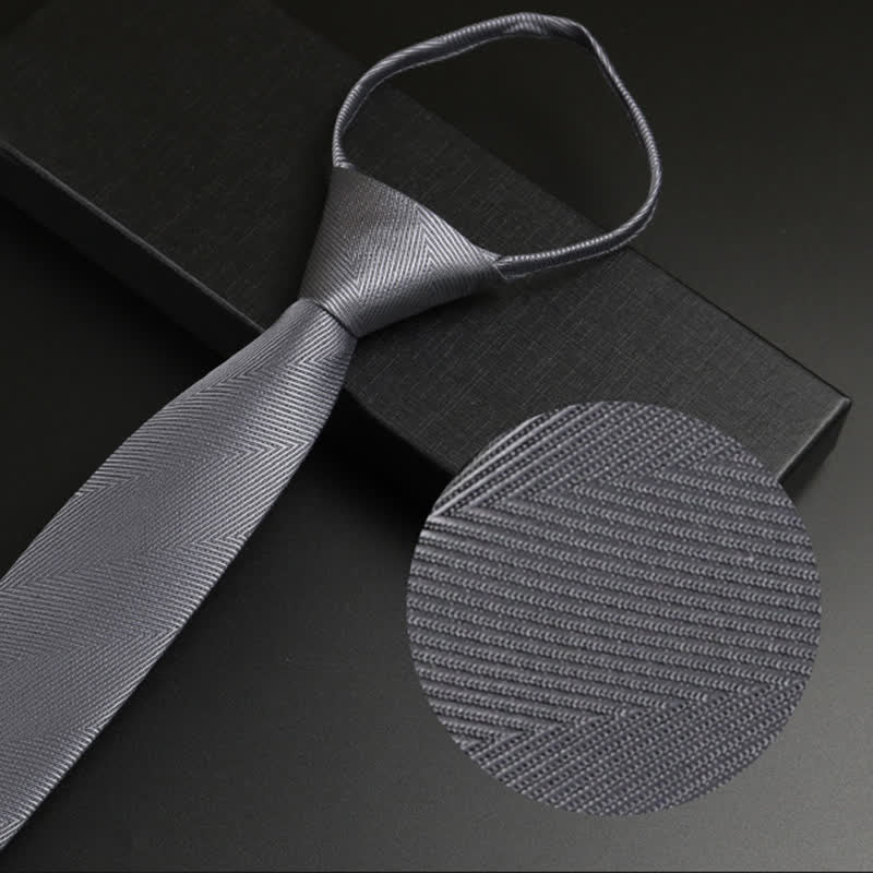 Corbata clásica con cremallera negra y gris para hombre