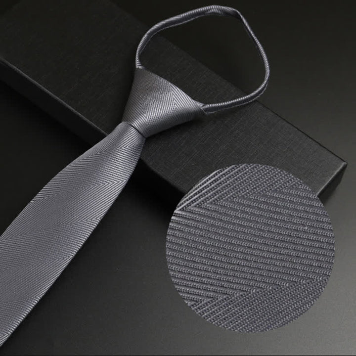 Corbata clásica con cremallera negra y gris para hombre