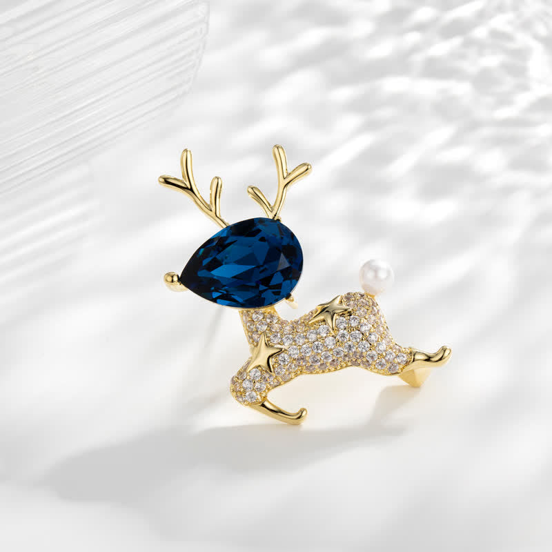 Broche de perlas con forma de alce pequeño para mujer
