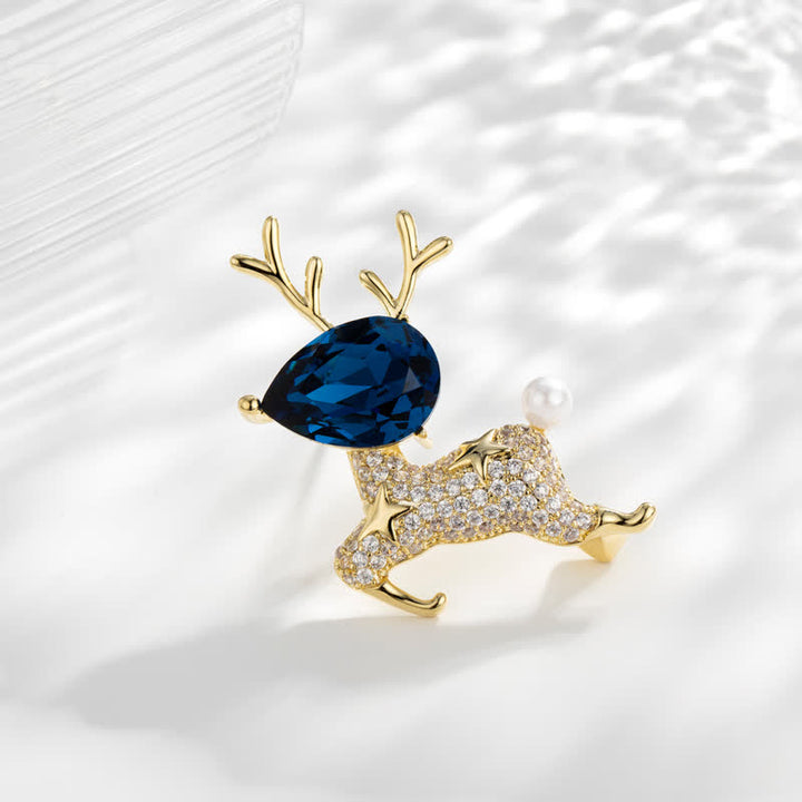 Broche de perlas con forma de alce pequeño para mujer