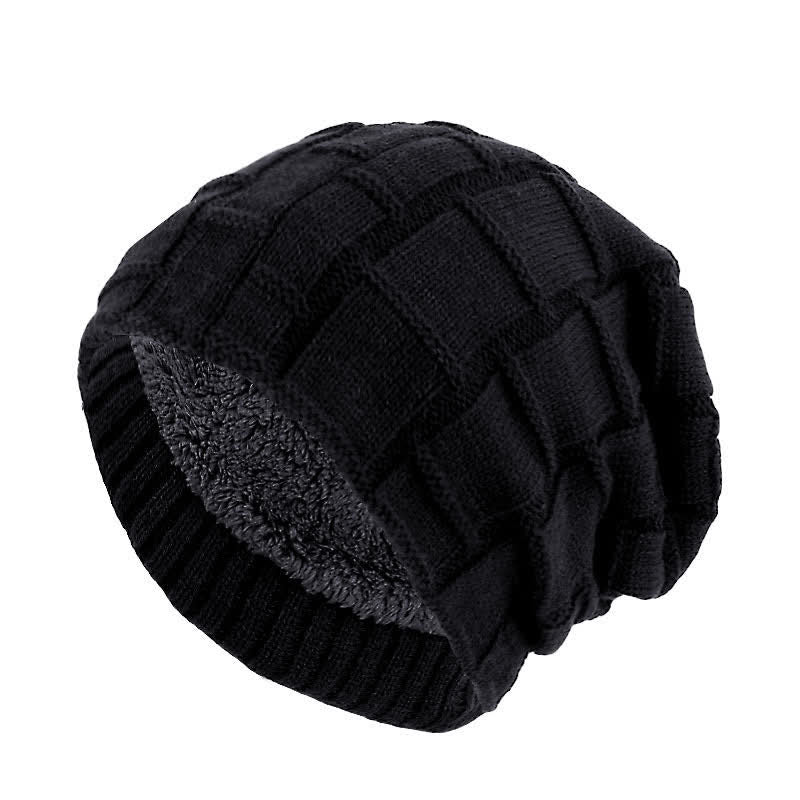 Gorro de punto cálido con forro de piel