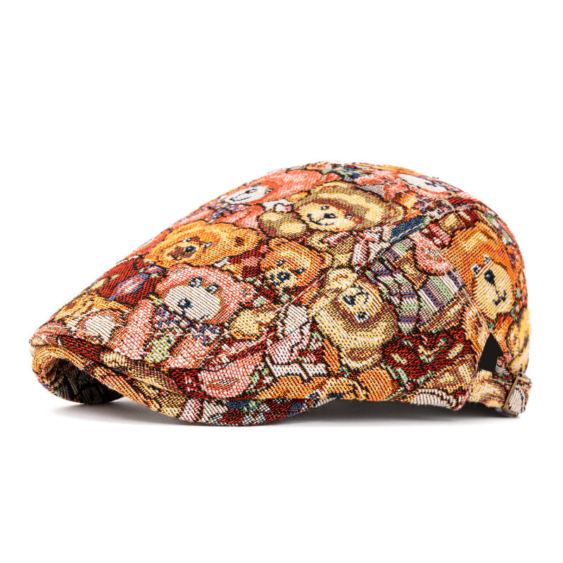 Boina a cuadros vintage con borde roto para otoño e invierno - Naranja - Ajustable (22"-24") - image 13