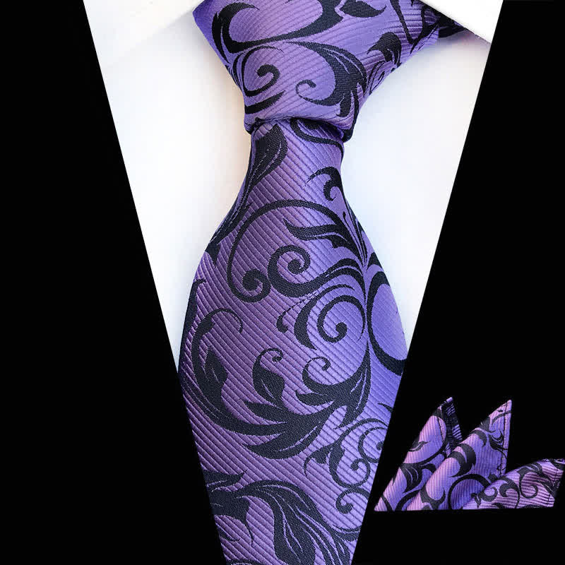 Conjunto de 2 corbatas con diseño floral en espiral para hombre