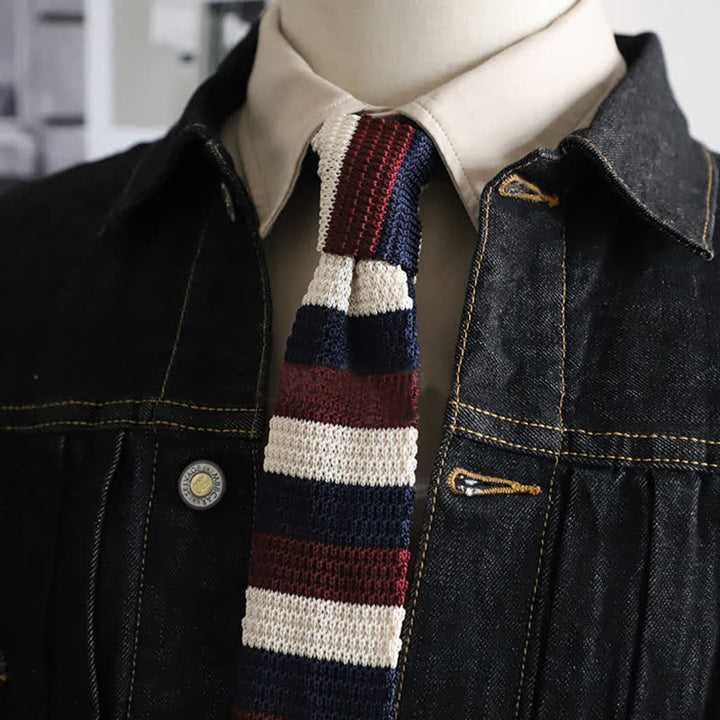 Corbata de punto con rayas horizontales de otoño para hombre