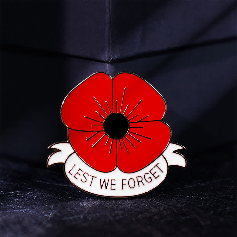 Broche unisex de 3 piezas con la frase Lest We Forget Poppy