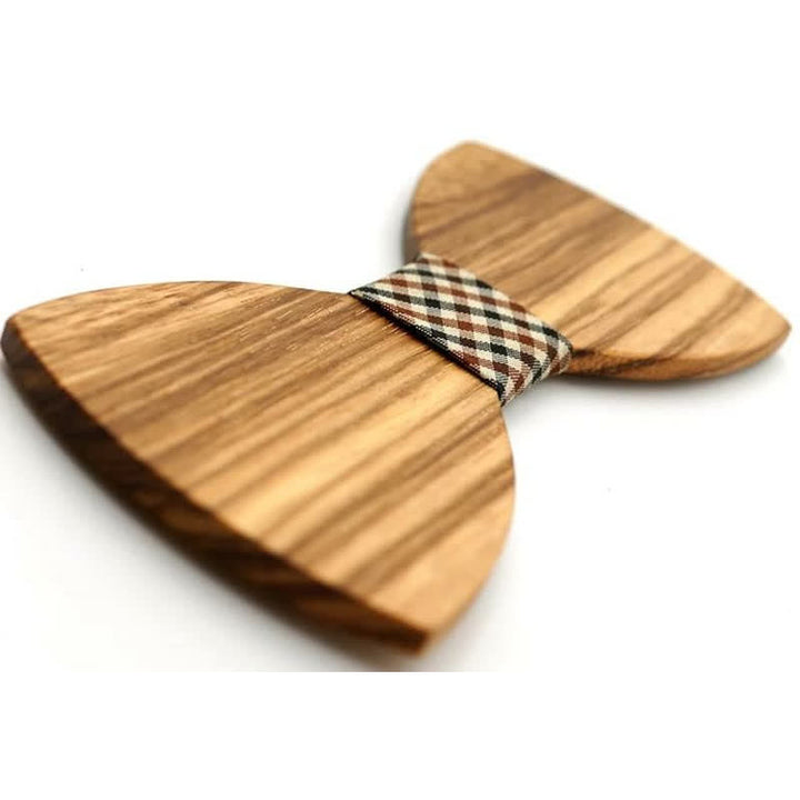 Pajarita de madera con vetas de madera natural para hombre