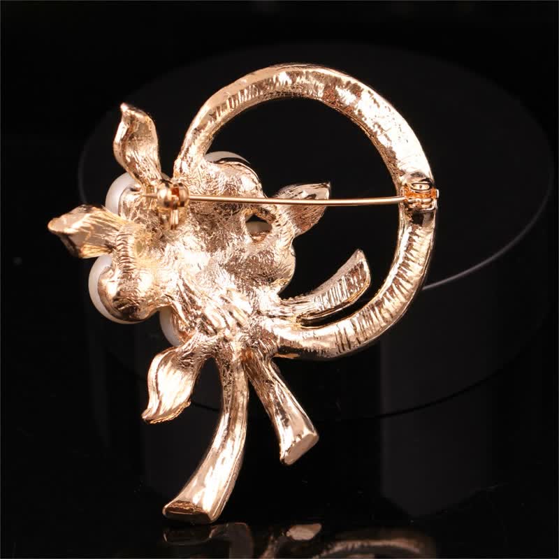 Broche de perlas y diamantes de imitación para mujer