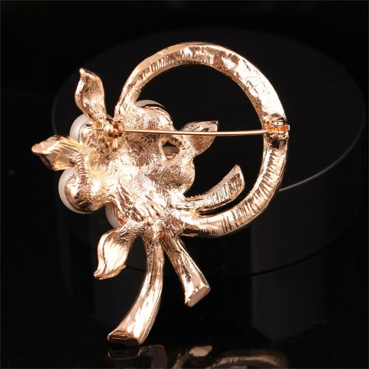 Broche de perlas y diamantes de imitación para mujer