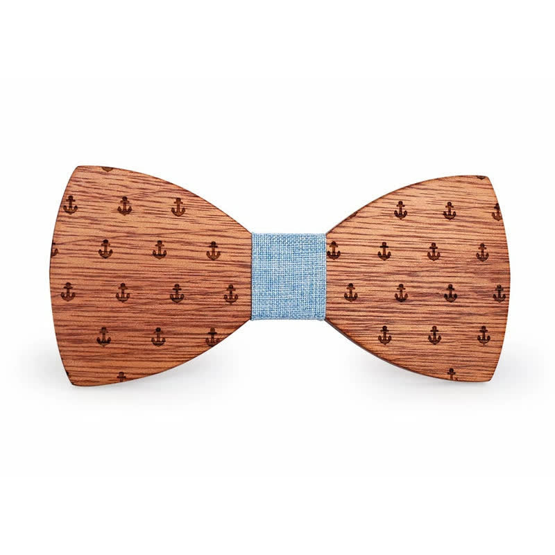 Pajarita de madera con ancla de barco náutico para hombre