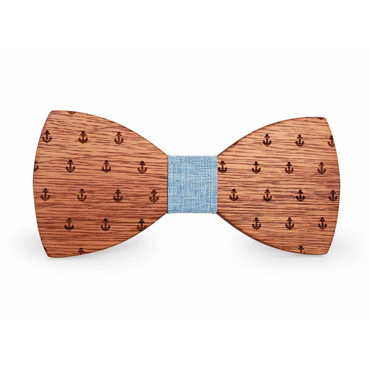 Pajarita de madera con ancla de barco náutico para hombre