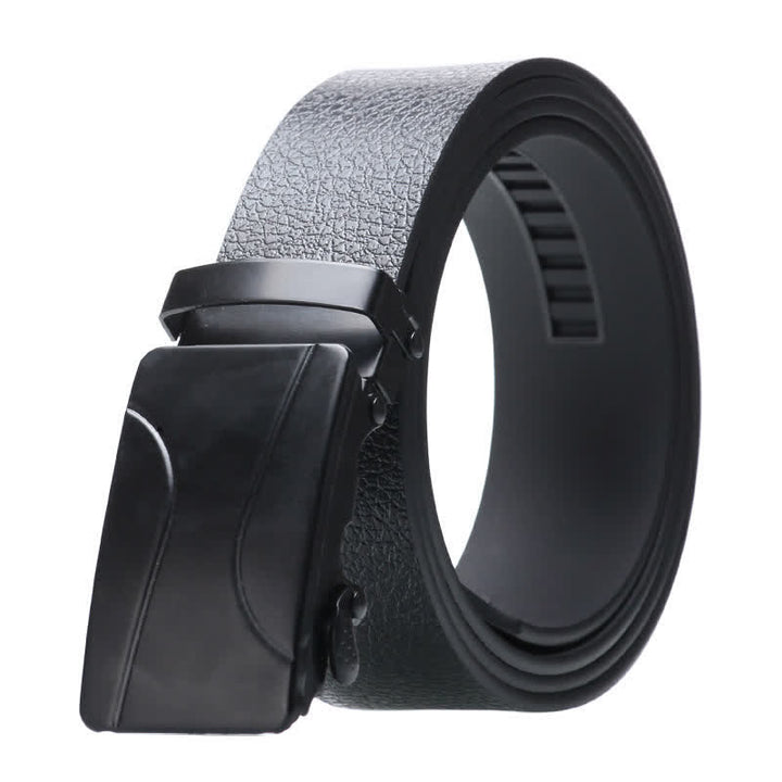 Cinturón de cuero negro con hebilla automática para hombre