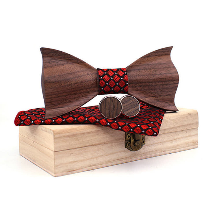 Juego de 3 pajaritas de madera de nogal negro en 3D para hombre