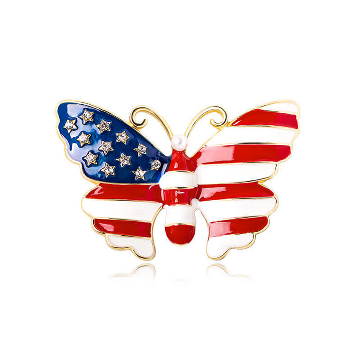 Broche de mariposa con bandera estadounidense para hombre