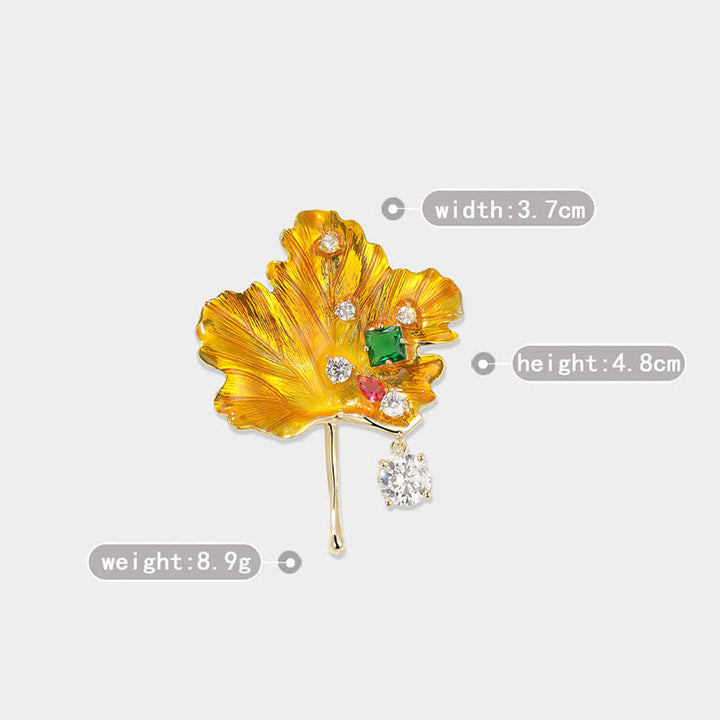 Broche de hoja de arce dorada para mujer