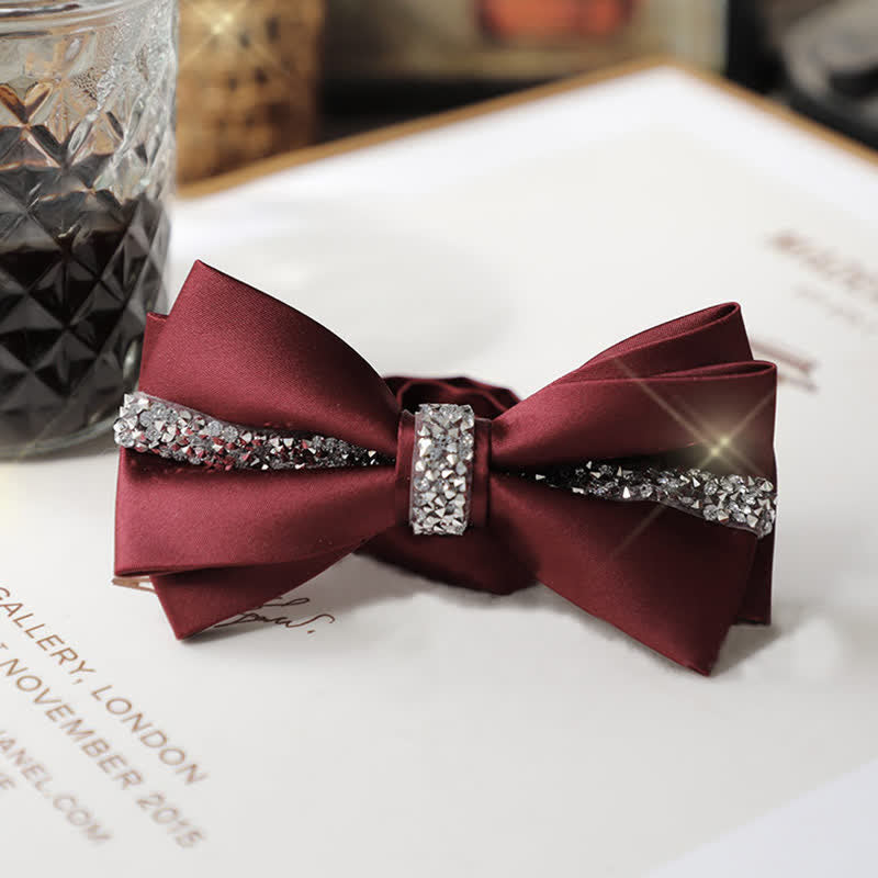 Conjunto de pajarita de satén con brillantes diamantes de imitación para hombre