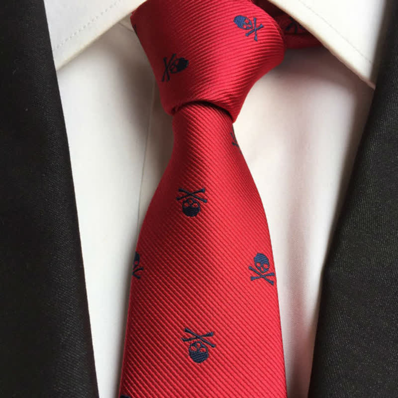Corbata de hombre con huesos cruzados y esqueleto de Halloween 