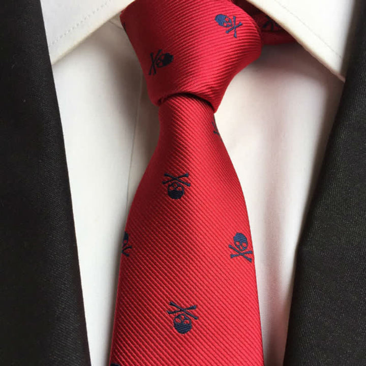 Corbata de hombre con huesos cruzados y esqueleto de Halloween 