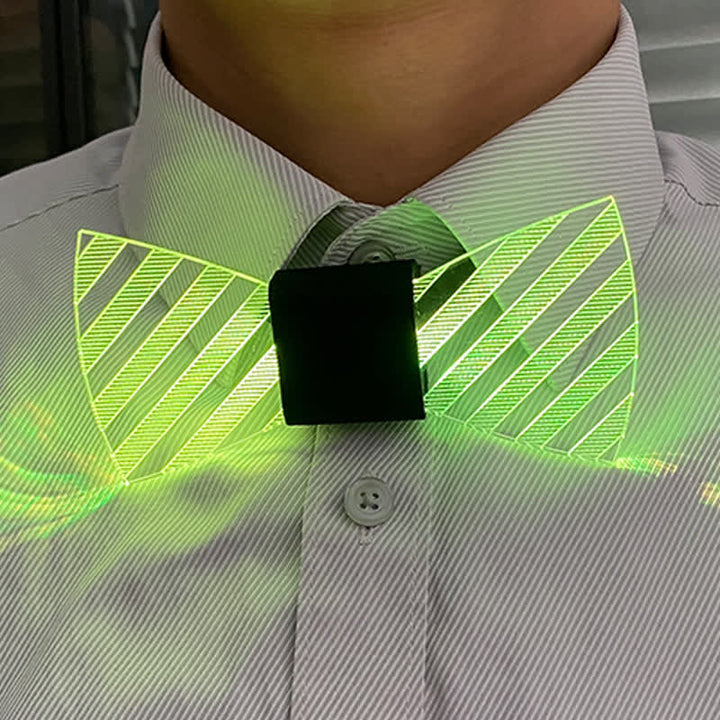 Pajarita de acrílico luminosa para fiestas con rayas de 7 colores