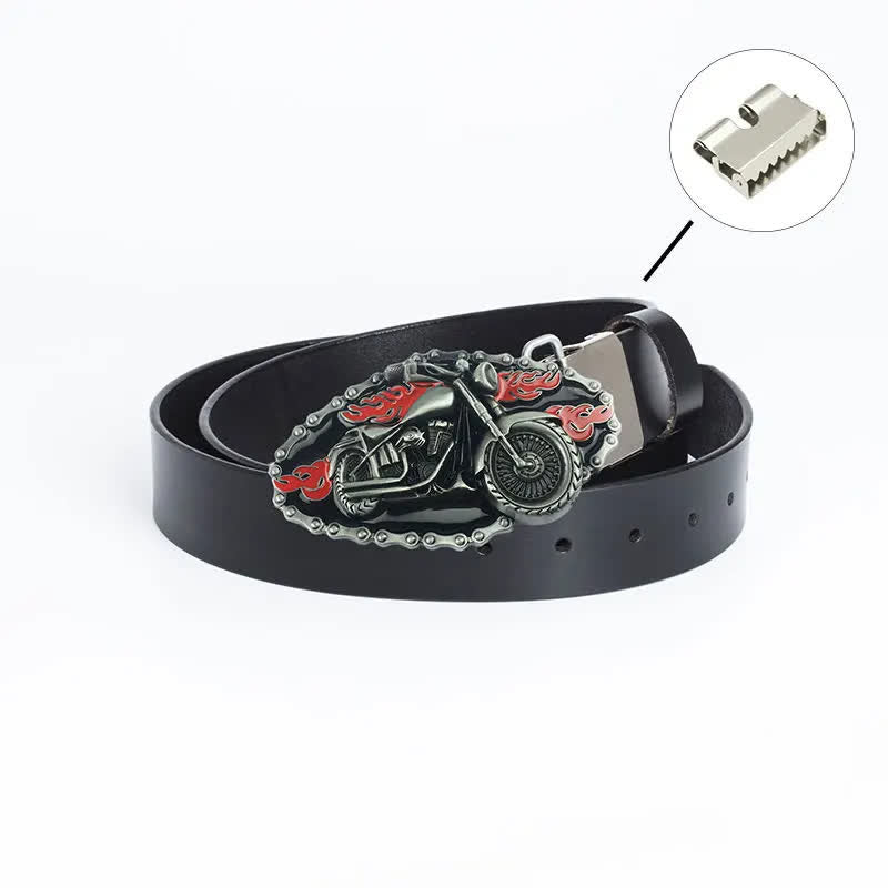 Cinturón de cuero para motocicleta con locomotora punk para hombre