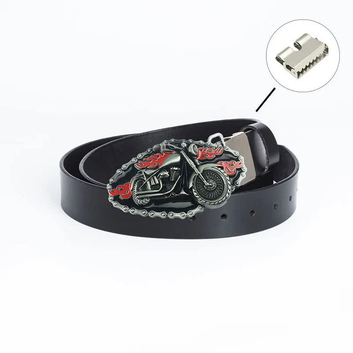 Cinturón de cuero para motocicleta con locomotora punk para hombre