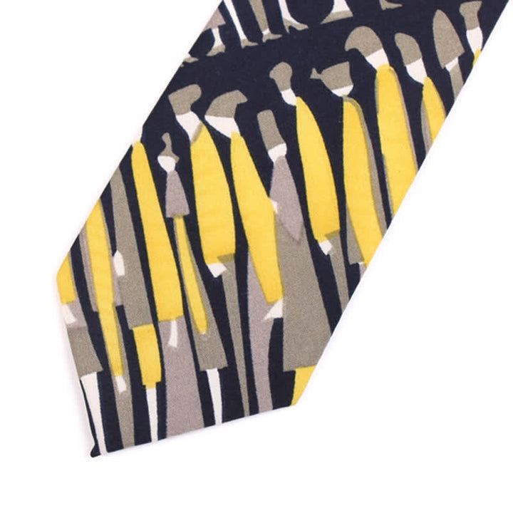 Corbata de hombre con multitudes en negro y amarillo