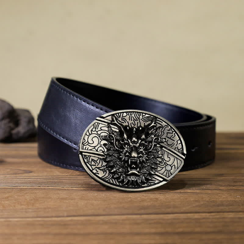 Cinturón de cuero con cuchillo plegable oculto Brave Dragon para hombre