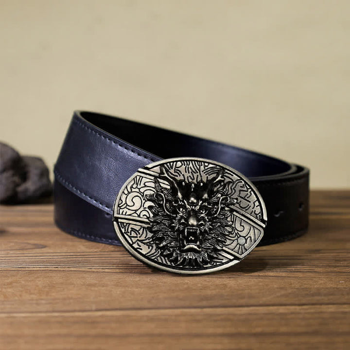Cinturón de cuero con cuchillo plegable oculto Brave Dragon para hombre