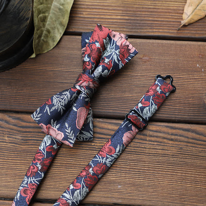 Pajarita floral con rayas británicas para hombre