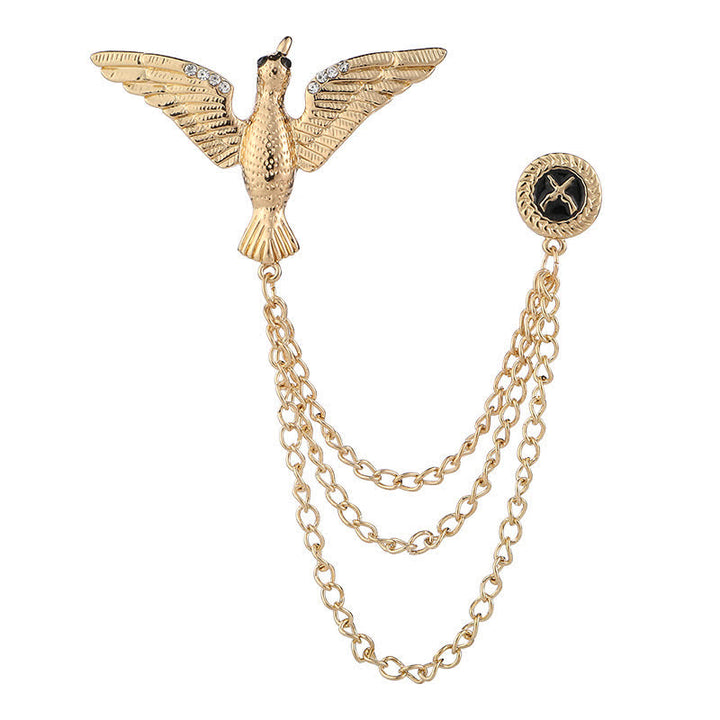 Broche de cadena con pájaro de la victoria para hombre