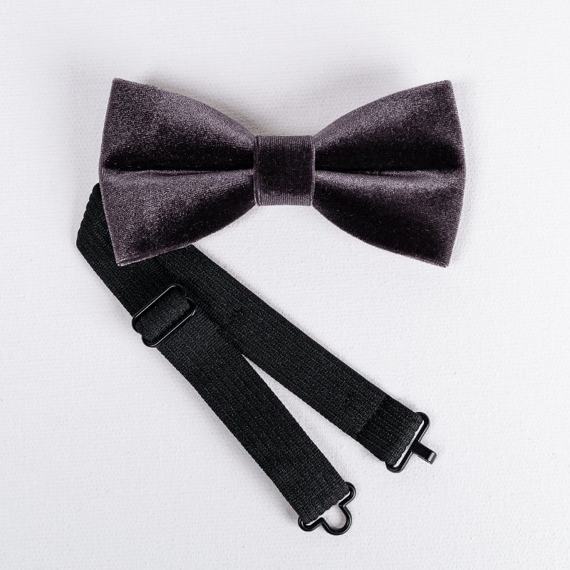 Pajarita de terciopelo de color morado oscuro liso para hombre