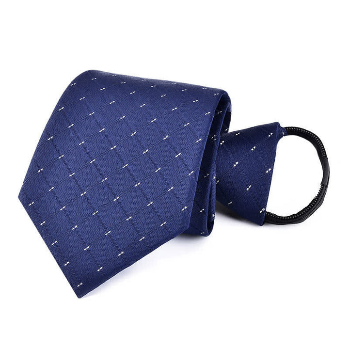Corbata de negocios con cremallera y rayas a cuadros para hombre