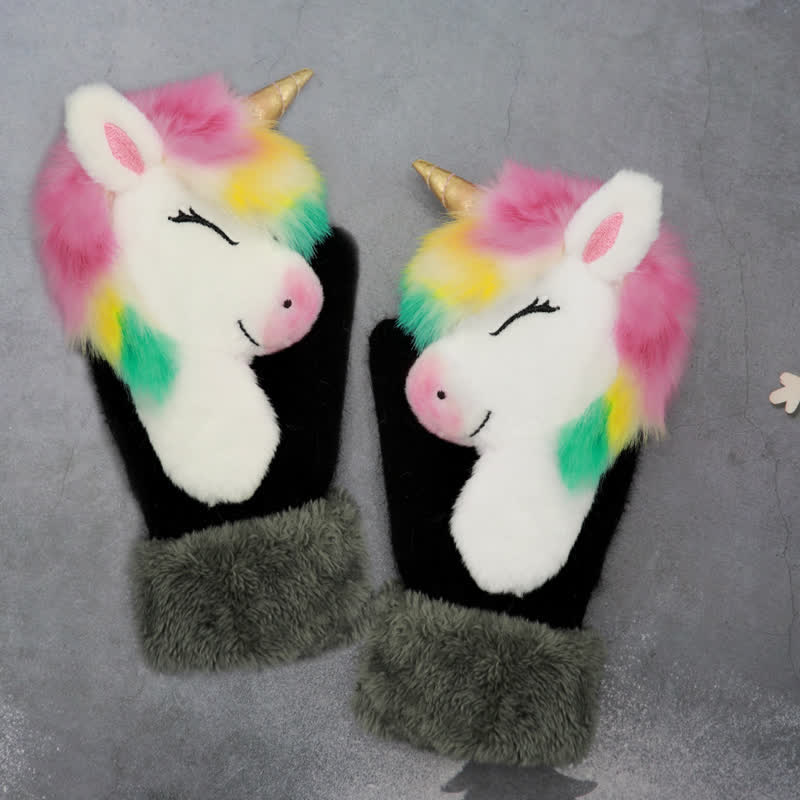 Guantes de mujer con pelo de animalito bonito.